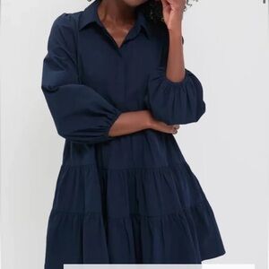 Navy Tiered Shirt Dress - Tuckernuck